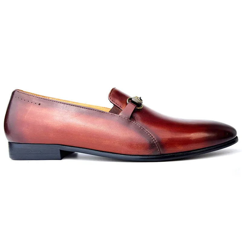 LuxElegant Round-Toe Cow Leather Loafers