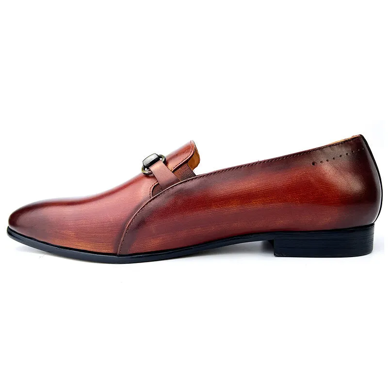 LuxElegant Round-Toe Cow Leather Loafers