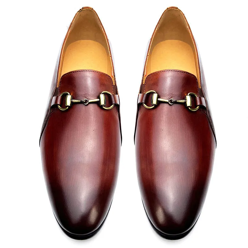 LuxElegant Round-Toe Cow Leather Loafers