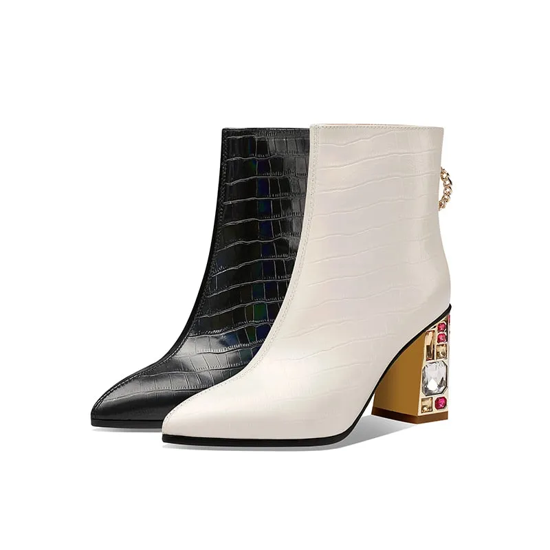 LuxeSnake Zipper Ankle Boots