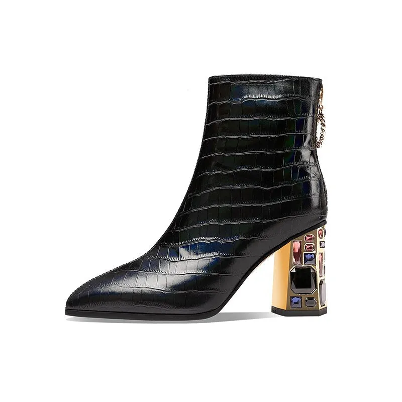 LuxeSnake Zipper Ankle Boots