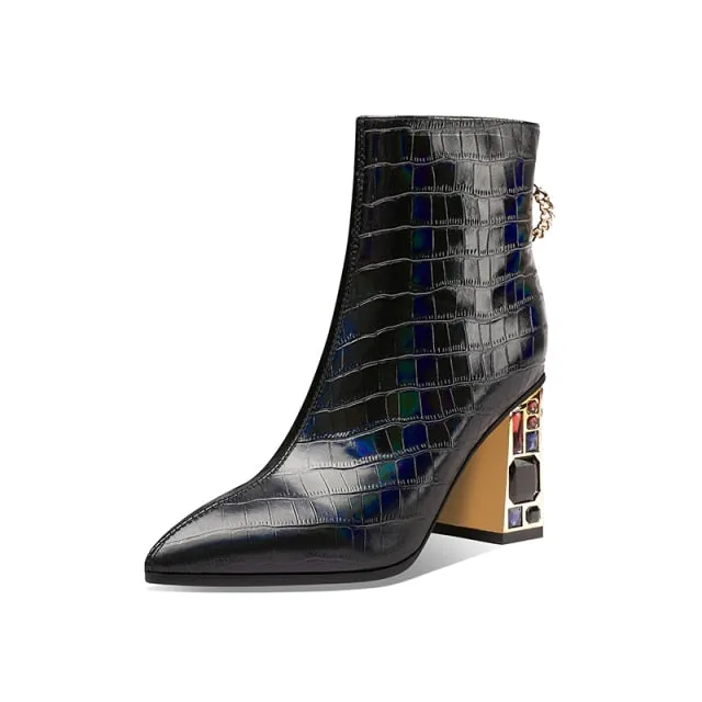 LuxeSnake Zipper Ankle Boots