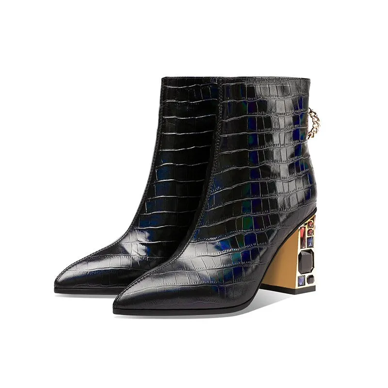 LuxeSnake Zipper Ankle Boots