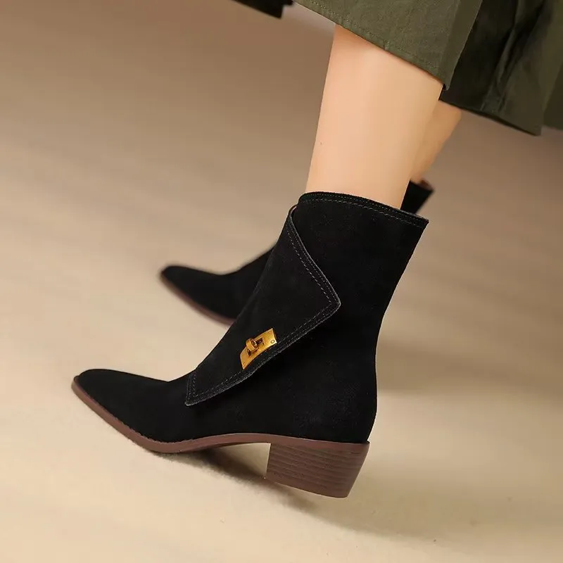 Luxury Autumn Leather Chic Ankle Boots