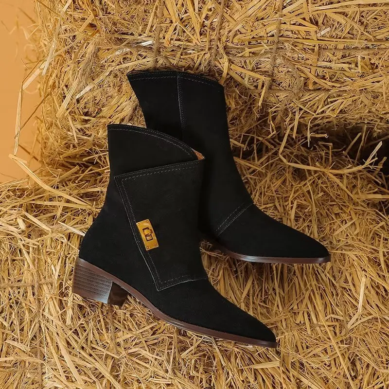 Luxury Autumn Leather Chic Ankle Boots