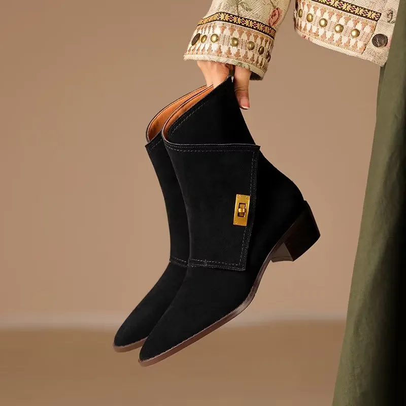 Luxury Autumn Leather Chic Ankle Boots