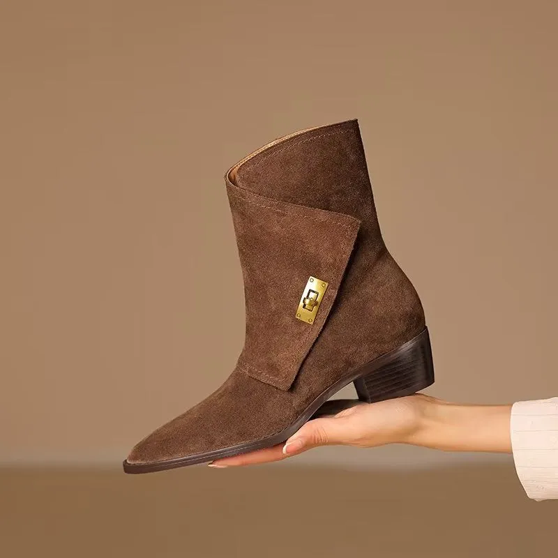 Luxury Autumn Leather Chic Ankle Boots