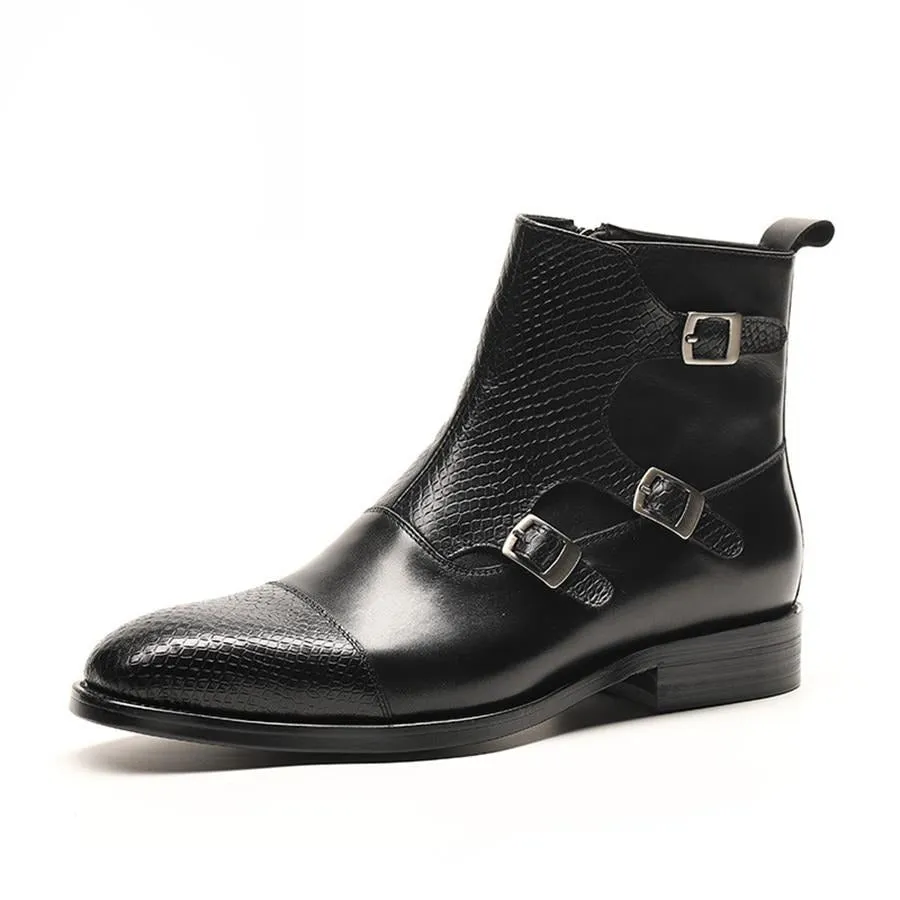 Luxury CrocZip Cow Leather Ankle Boots