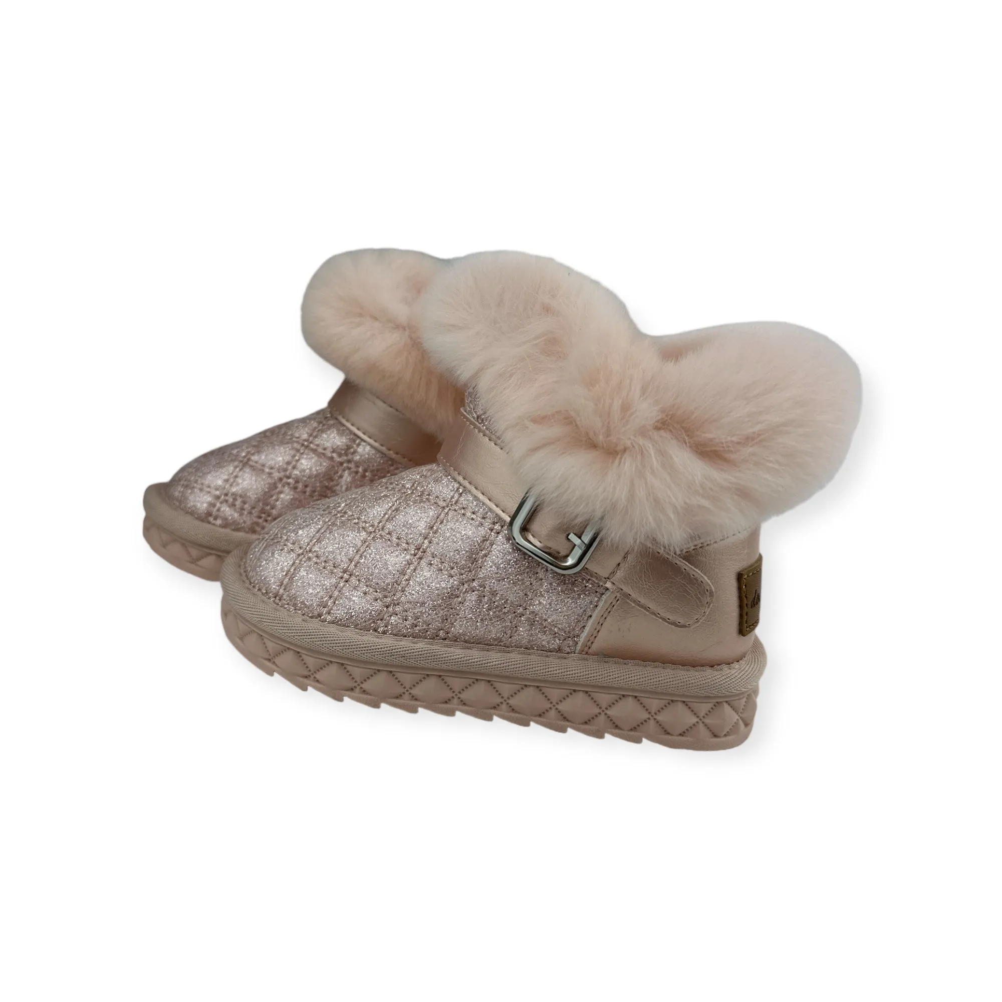 Merry Pink Fur Trim Quilted Boots