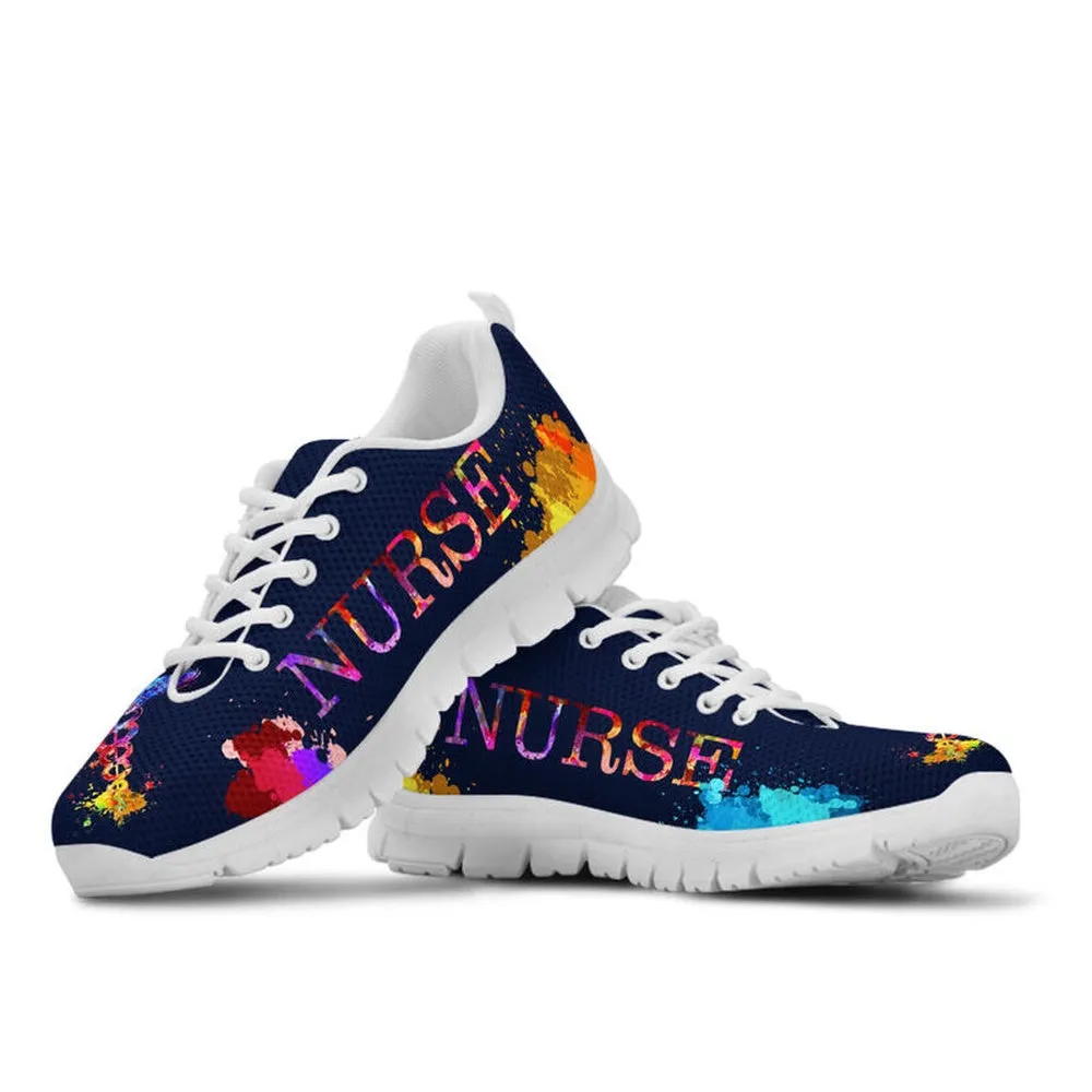 Nurse Sneaker, Nurse Heartbeat Watercolors Sneakers, Best Shoes For Nurses