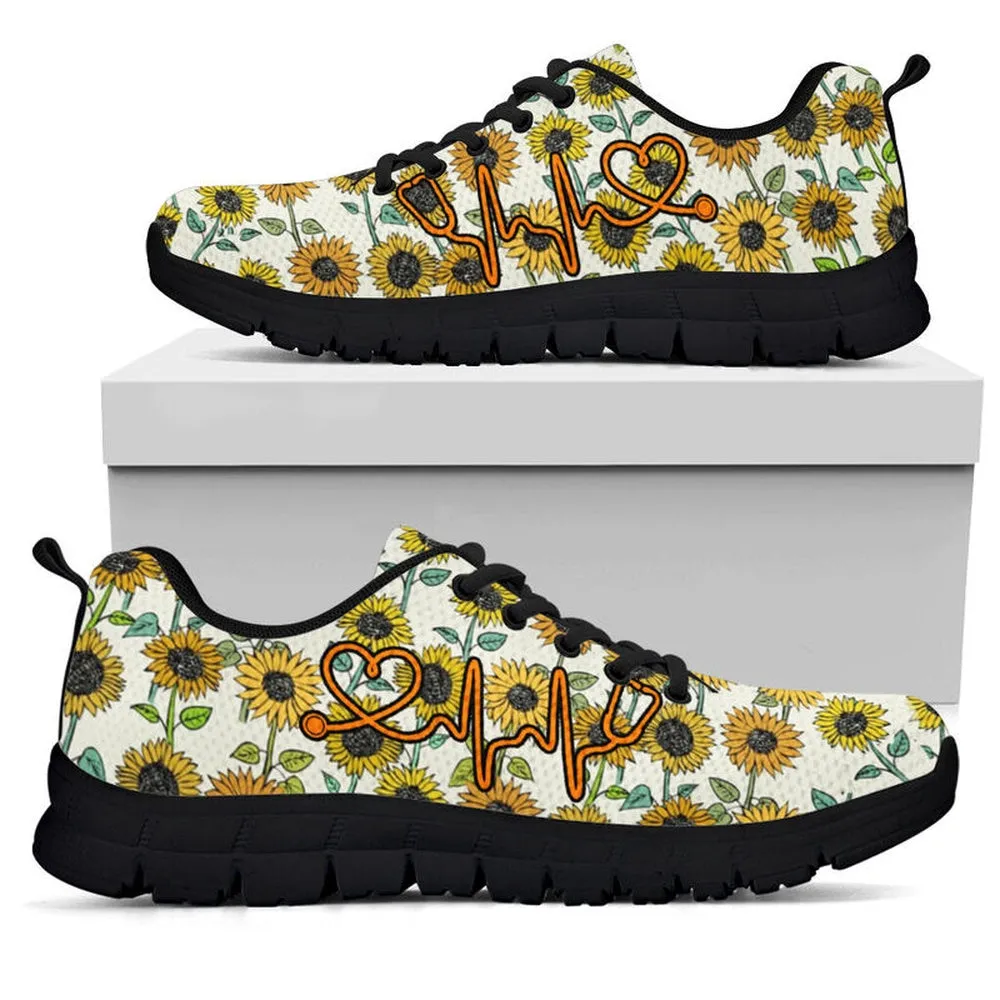 Nurse Sneaker, Nurse Sunflower Pattern Sneakers Shoes, Best Shoes For Nurses