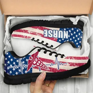 Nurse Sneaker, Nurse Usa Flag Shoes Sneakers Shoes, Best Shoes For Nurses