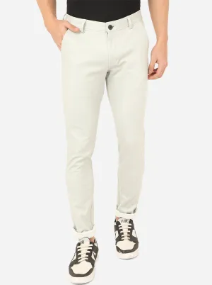 Off-White Solid Venice Fit Casual Trouser | JadeBlue