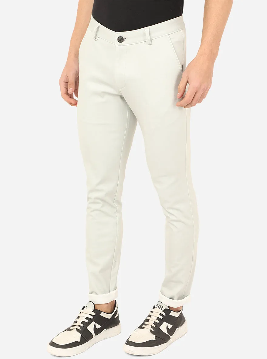 Off-White Solid Venice Fit Casual Trouser | JadeBlue