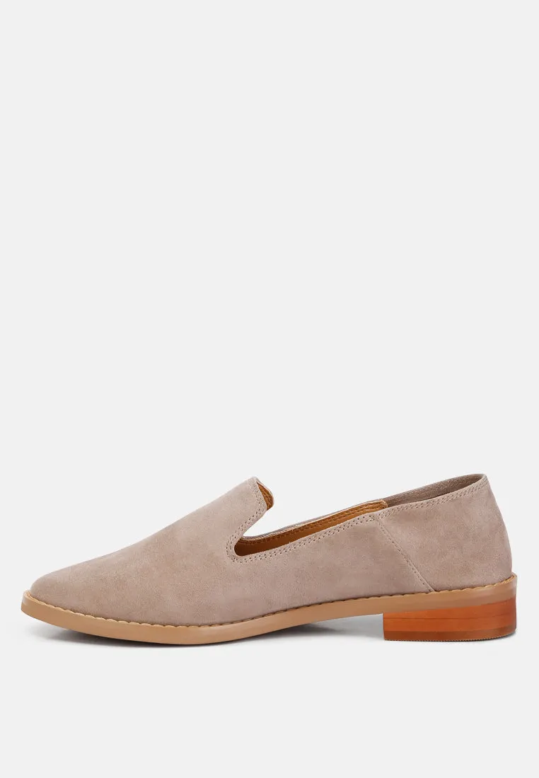 OLIWIA Taupe Classic Suede Loafers