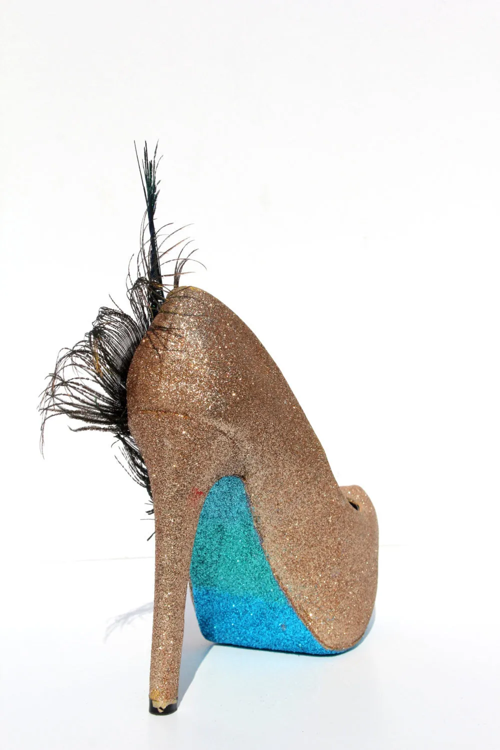 Peacock Feather Glitter Pumps