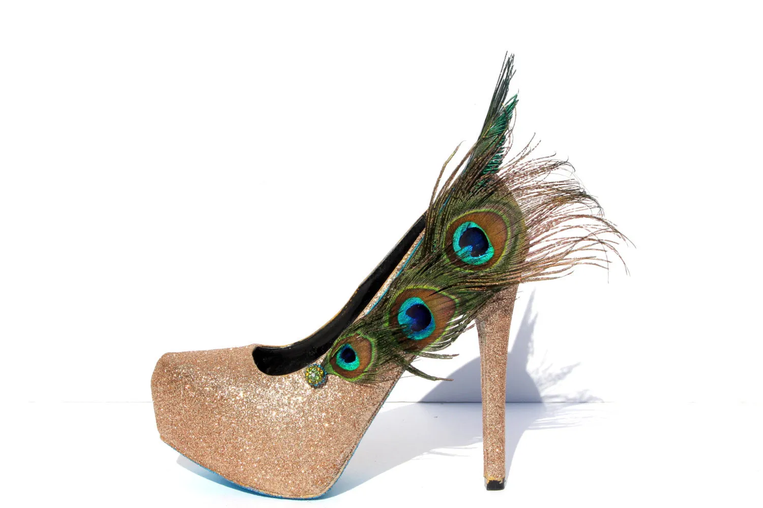 Peacock Feather Glitter Pumps