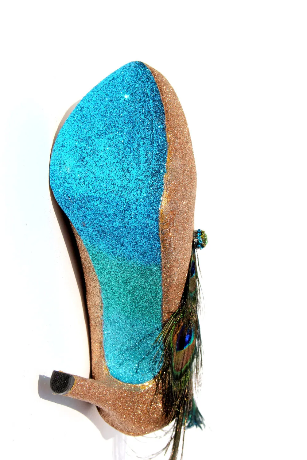 Peacock Feather Glitter Pumps