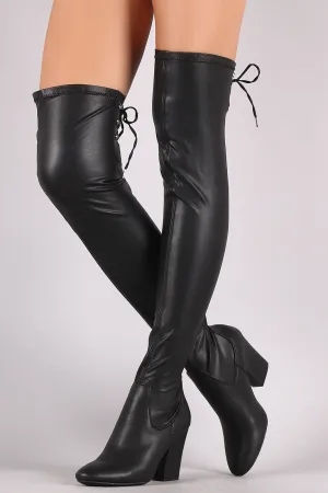 Qupid Stretch Chunky Heeled Over-The-Knee Boots