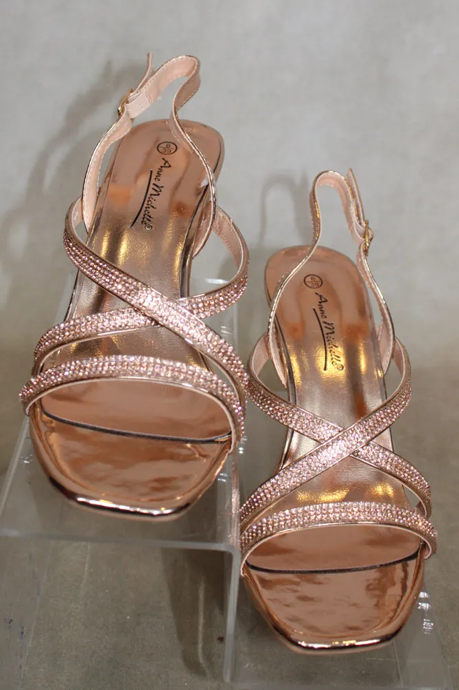 Rose Gold Heeled Strapped Sandal