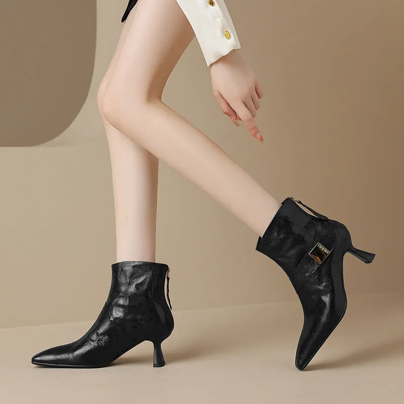 SerpentLuxe Chic Square Toe Zipper Ankle Boots