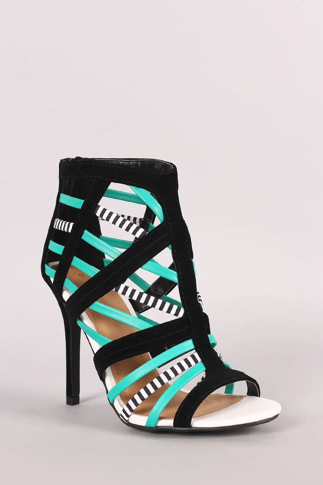 Shoe Republic LA Strappy Caged Open Toe Stiletto Heel