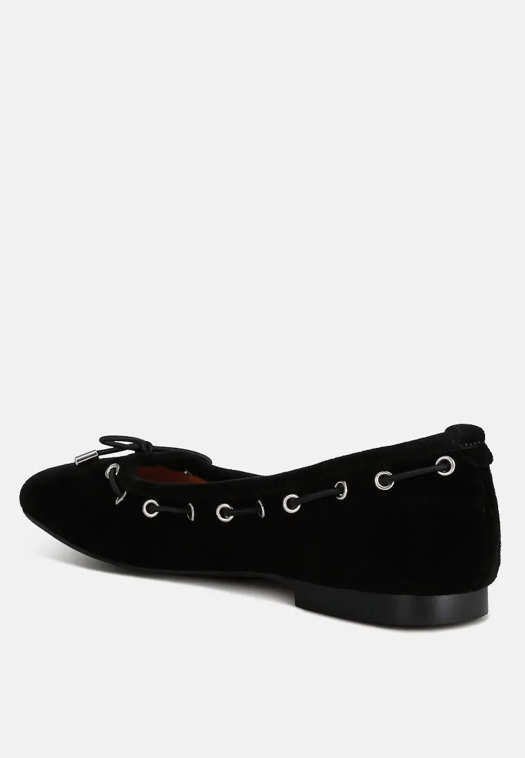 Sparrow Micro Suede Bow Ballerinas